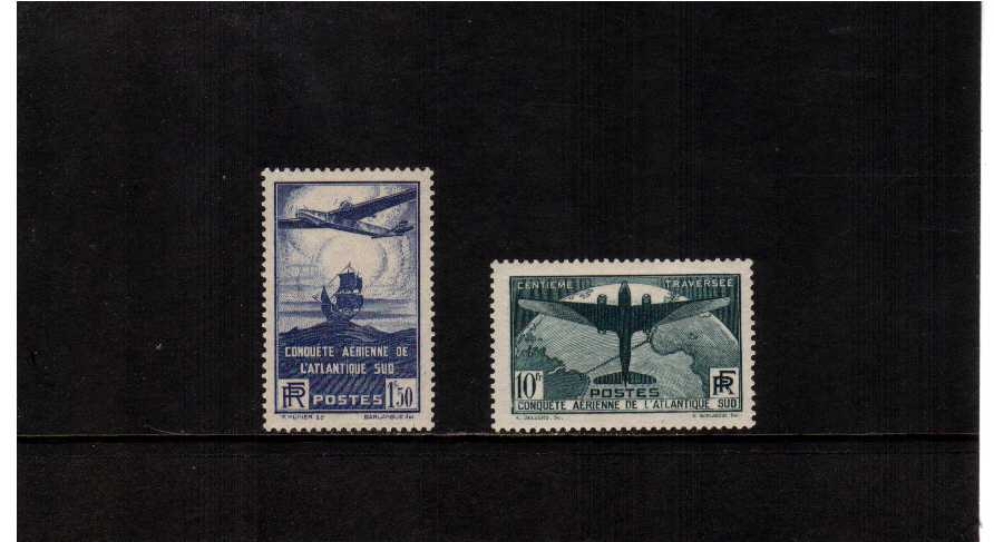 100th Flight between France and South America set of two superb lightly mounted mint SG Cat �289