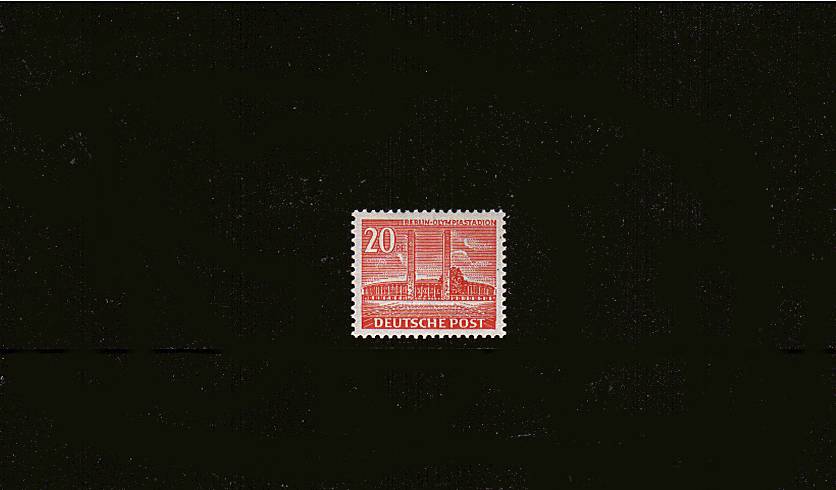 20pf Bright Scarlet - Olympia Stadium<br/>A superb unmounted mint single. SG Cat 85