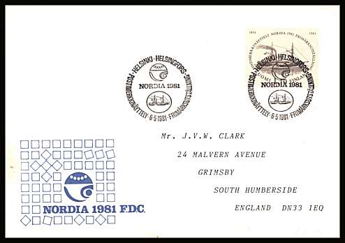 NORDIA 1981 Stamp Exhibition single
<br/>on an illustrated First Day Cover with special cancel<br/><br/>


Note: The MICHEL catalogue prices a FDC at x1.5 times the used set price