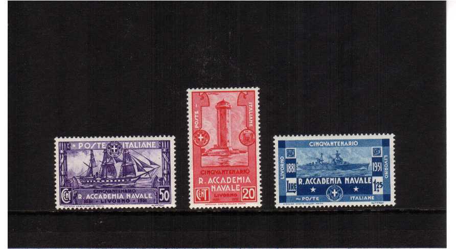 50th anniversary of Naval Academy set of three superb unmounted mint