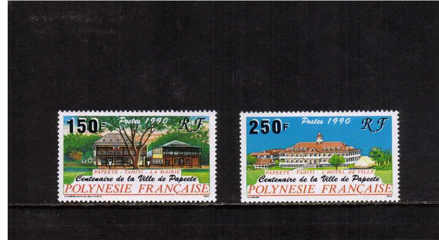 Centenary of Township of Papeete set of two superb unmounted mint.