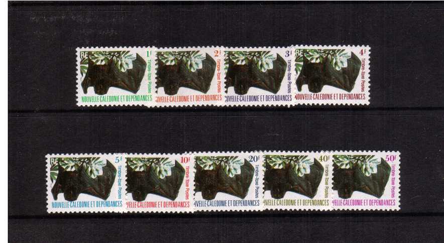 New Caledonian Flying Fox Bat set of nine POSTAGE DUES superb unmounted mint.