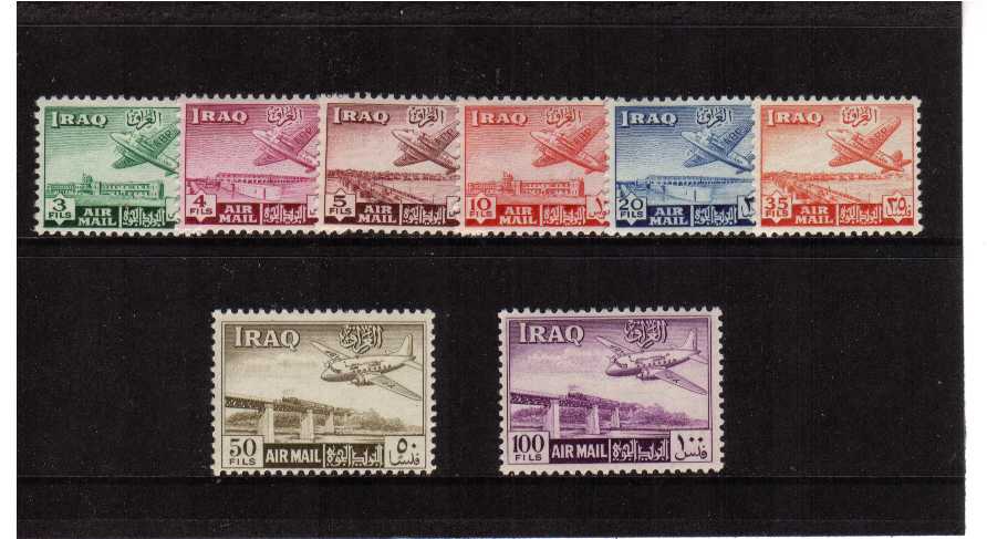 the 1959 AIR set of eight showing bridges and train superb unmounted mint