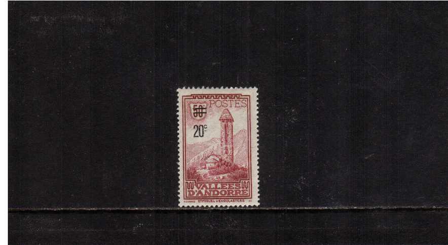 20c overprint on 50c Clater very fine lightly mounted mint.