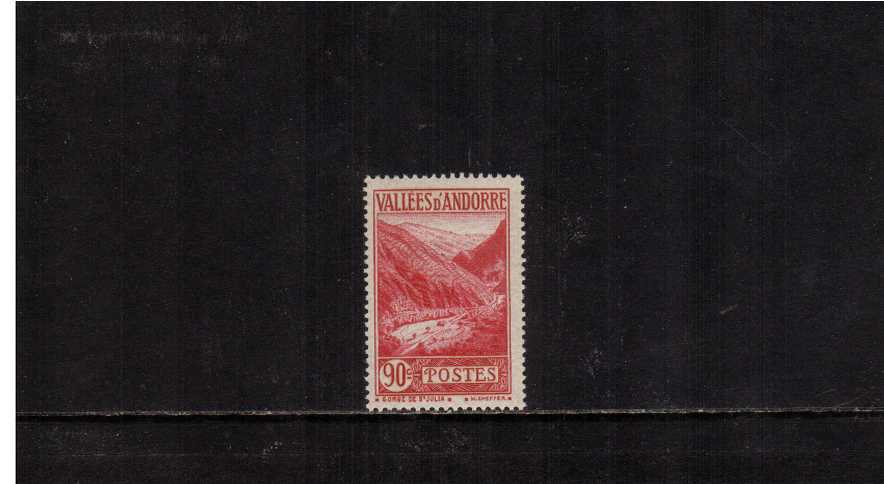 90c Carmine lightly mounted mint single