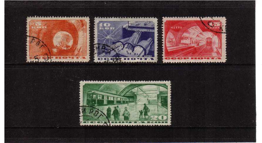 Opening of Moscow Underground Rail system set of four superb fine used