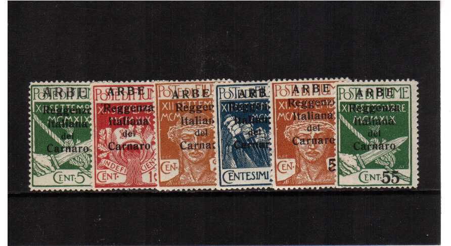 the ARBE overprint set of six on the 1929 FIUME issue - seldom seen