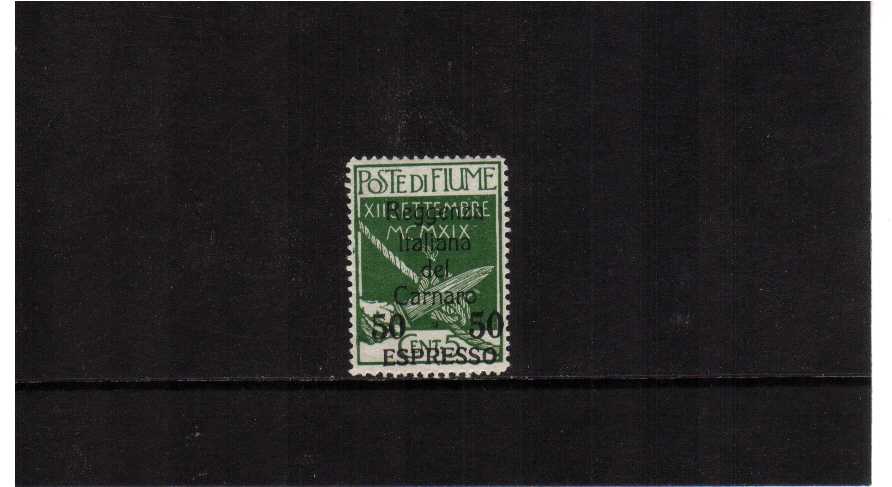 50c on 5c green with ESPRESSO overprint and 