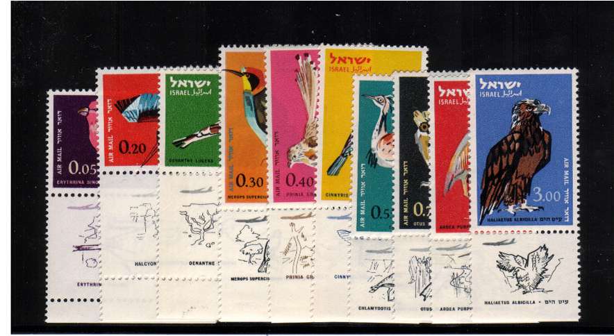 Birds set of ten superb unmounred mint with full tabs.