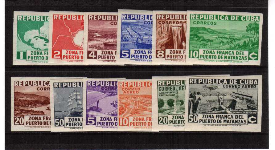 Free Port of Matanzas IMPERFORATE set of twelve lightly mounted mint