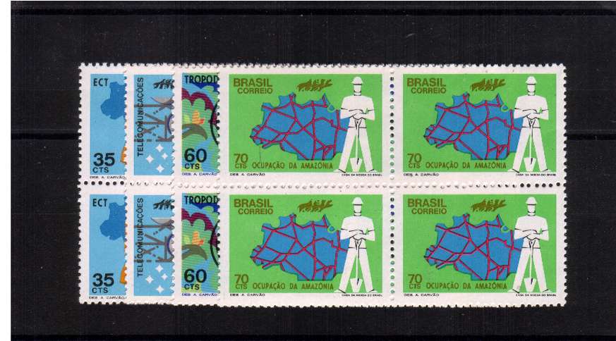Communications set of four in superb unmounted mint blocks of four. SG Cat 54.00