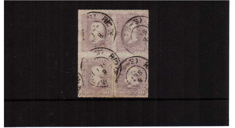 the 20r mauve in a fine used block of four. A scarce block