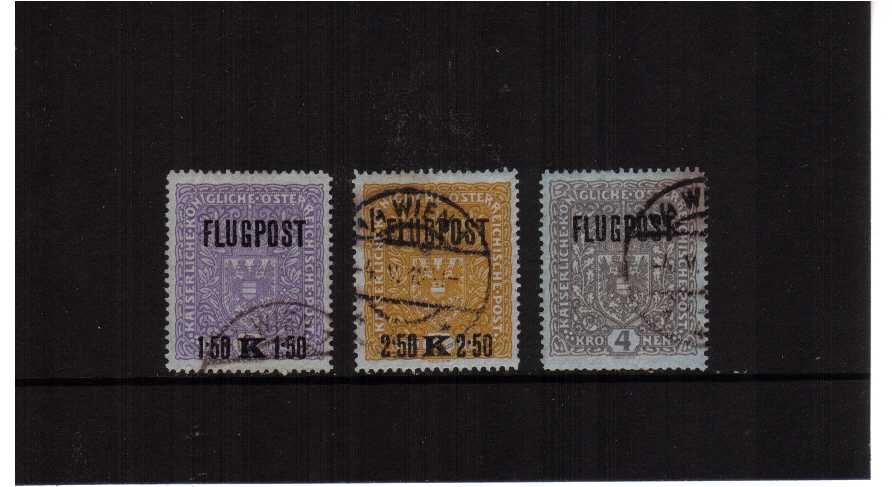 the AIR set of three overprinted FLUGPOST superb fine used SG Cat �44