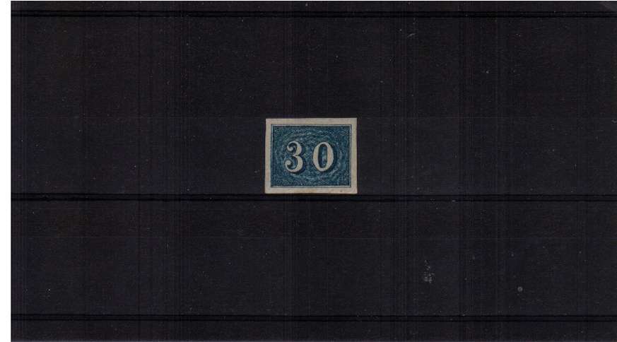 30r Blue. A lovely four jumbo margined stamp in lightly mounted mint condition. SG Cat 37