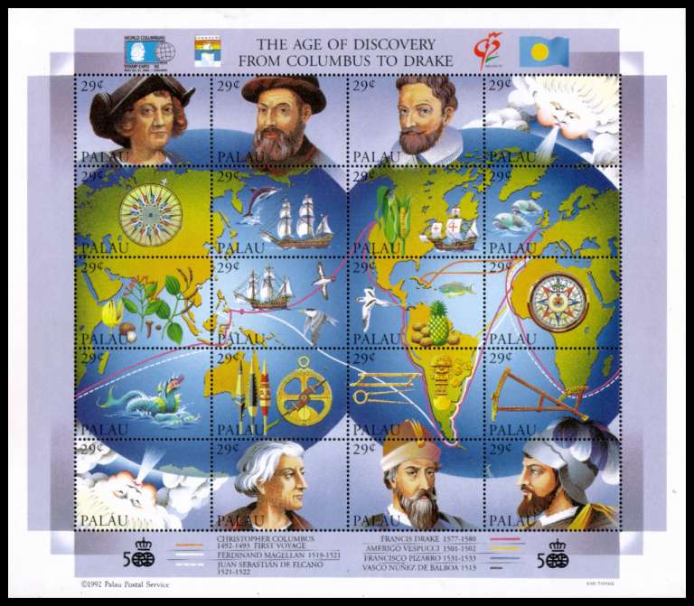 Age of Discovery from Columbus to Drake sheetlet of twenty superb unmounted mint