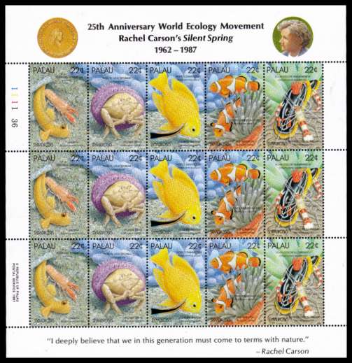 World Ecology Movement - Marine life strip of five in special sheetlet of fifteen with marginal inscriptions superb unmounted mint.