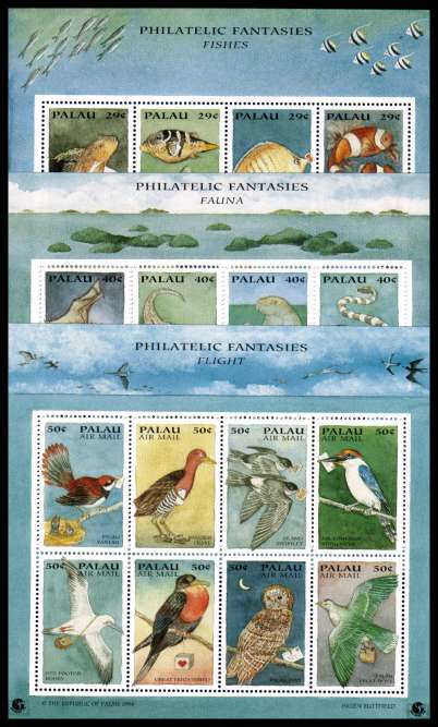 Philakorea 1994 Stamp Exhibition - Fishes - Fauna - Birds set of three sheetlet of eight different designs
superb unmounted mint