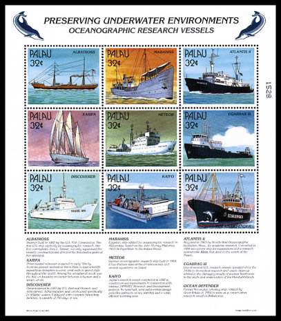 Preserving Underwater Enviroments - Ships sheetlet of nine superb unmounted mint