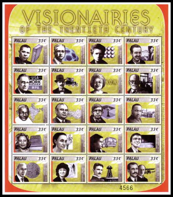 Visionaries of the 20th Century sheetlet of twenty superb unmounted mint