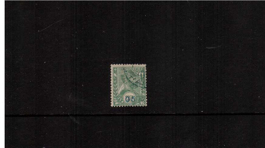 05 overprint in Blue on g. Green<br/> A superb fine used.