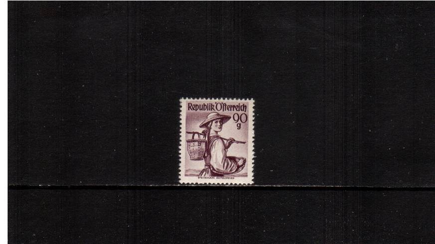 90g Brown-Purple  ''Provincial Costumes'' <br/>
A superb unmounted mint definitive single. SG Cat 55