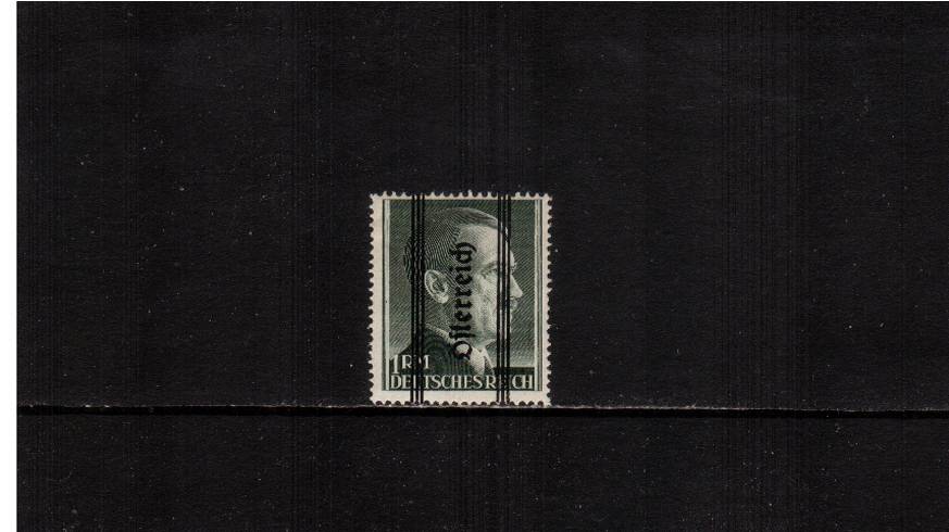 1RM Blackish Green overprinted ''Osterreich'' - 18mm - Perforation 14<br/>A good lightly mounted mint single