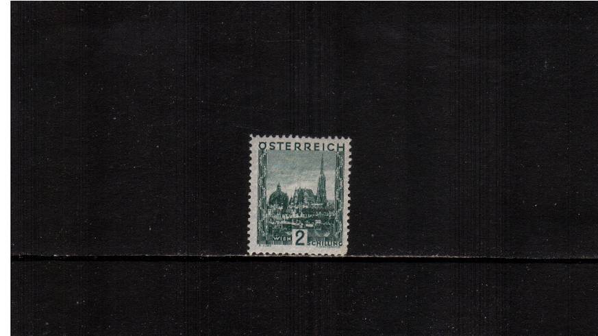 2s Green ''Views'' definitive single - 21x25mm<br/>An unmounted mint single with a feint vertical crease.