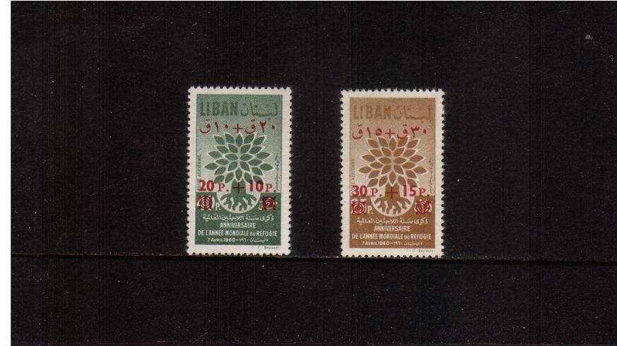 World Refugee Year overprint set of two superb unmounted mint.