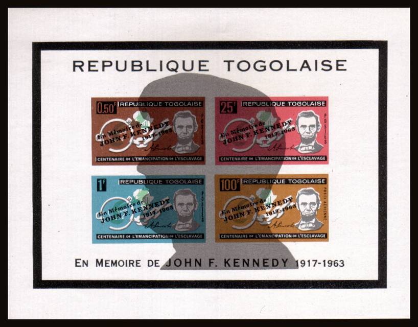 The Kennedy Memorial minisheet<br/>imperforate with silhouette overprint superb unmounted mint.