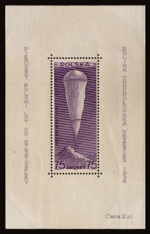 Polish Stratosphere Balloon Flight.<br/>A superb unmounted mint 
minisheet.