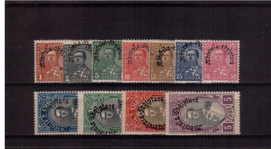 The ''Kingdom of Albania'' overprint<br/>Set of eleven mounted mint. SG Cat �.00