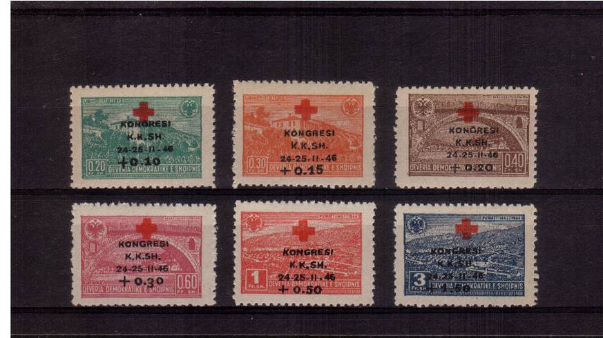 Albanian Red Cross Congress<br/>
A fine very, very lightly mounted mint set of six. SG Cat �0.00