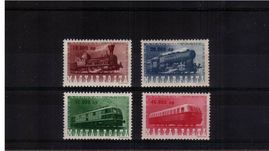 Centenary of Hungarian Railways<br/>Set of four superb unmounted mint.<br/>
SG Cat �.00