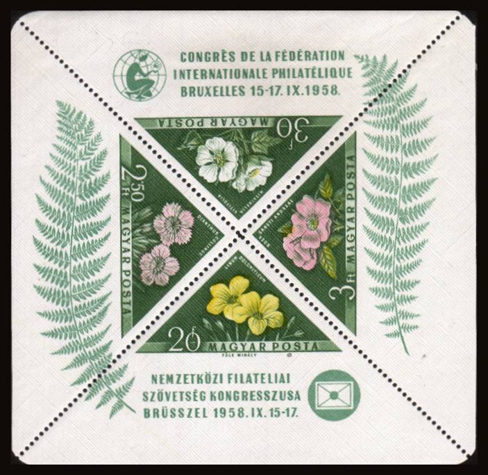 International Philatelic Federation Congress - Brussels - Flowers<br/>
A fine lightly mounted mint minisheet - Perforation 12<br/>
SG Cat �.00