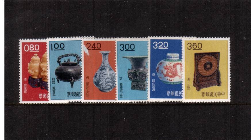 Ancient Chinese Art Treasures - 3rd Series<br/>
A unmounted mint set of six. SG Cat 140<br/>
Note the $2.40 has a scuff just below value.