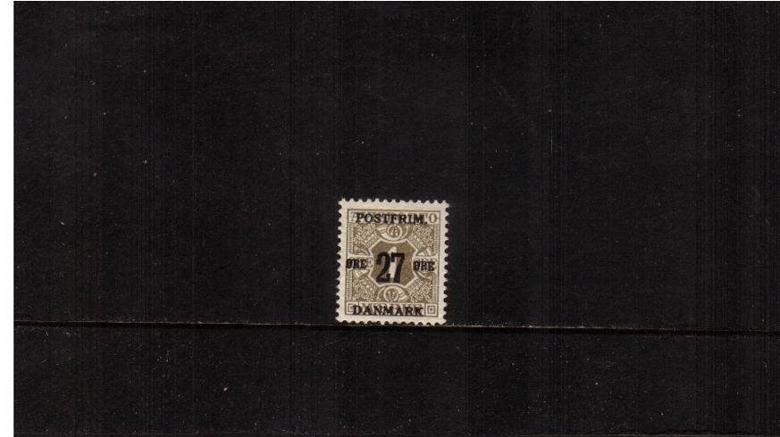 27or on 10or Olive<br/>Newspaper stamp of 1907<br/>Superb unmounted mint
