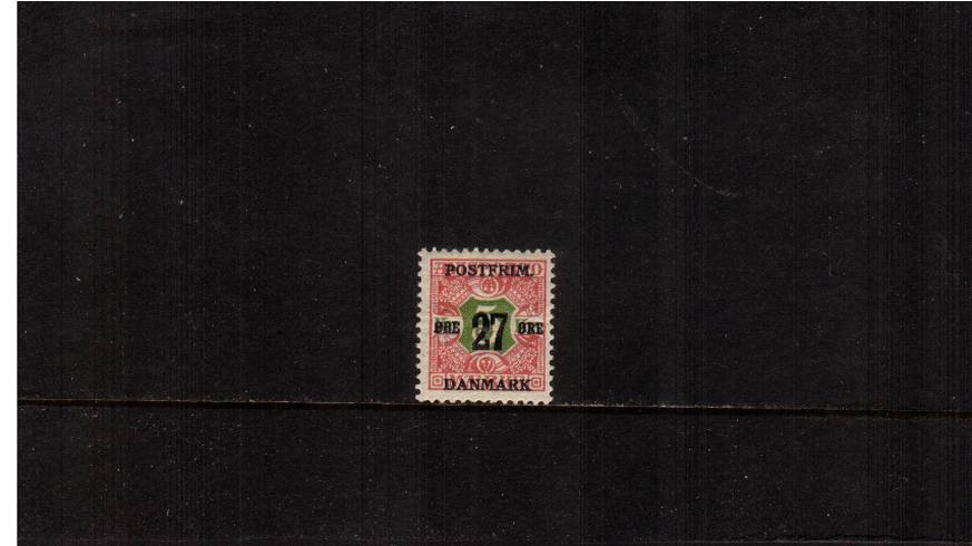 27or on 5k Yellow-Green and Rose
<br/>Newspaper stamp of 1907<br/>Superb unmounted mint