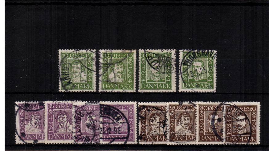 300th Anniversary of Danish Post<br/>A superb fine used set of twelve.