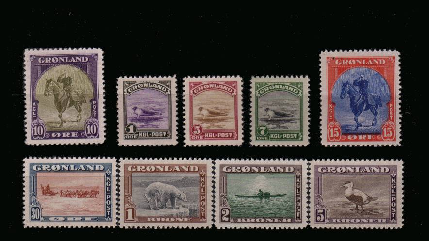 The 1945 definitive set of nine superb unmounted mint. SG Cat 325