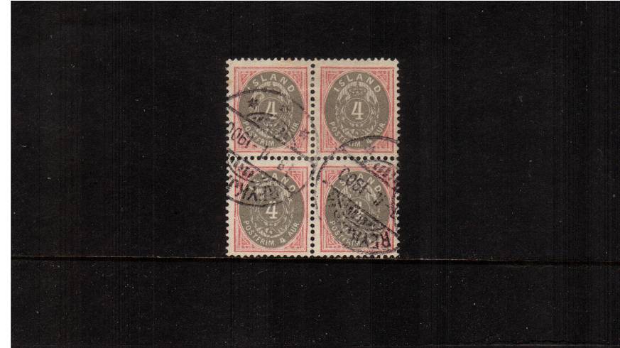 4a Grey and Rose<br/>
A superb fine used block of four. Superb!