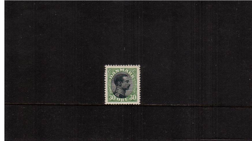 30or Black and Green - King Christian X<br/>
A superb unmounted mint single.