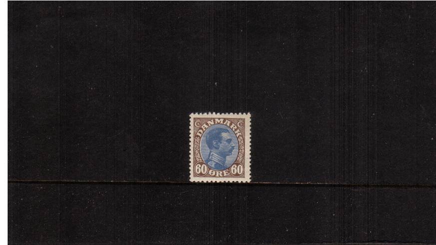 60or Ultramarine and Brown - King Christian X<br/>
A superb unmounted mint single.