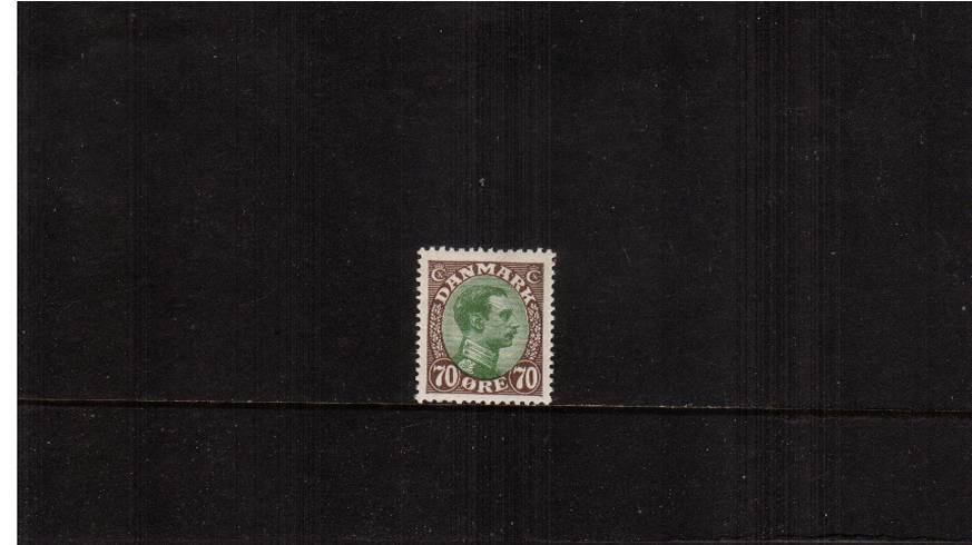 70or Green and Brown - King Christian X<br/>
A superb unmounted mint single.