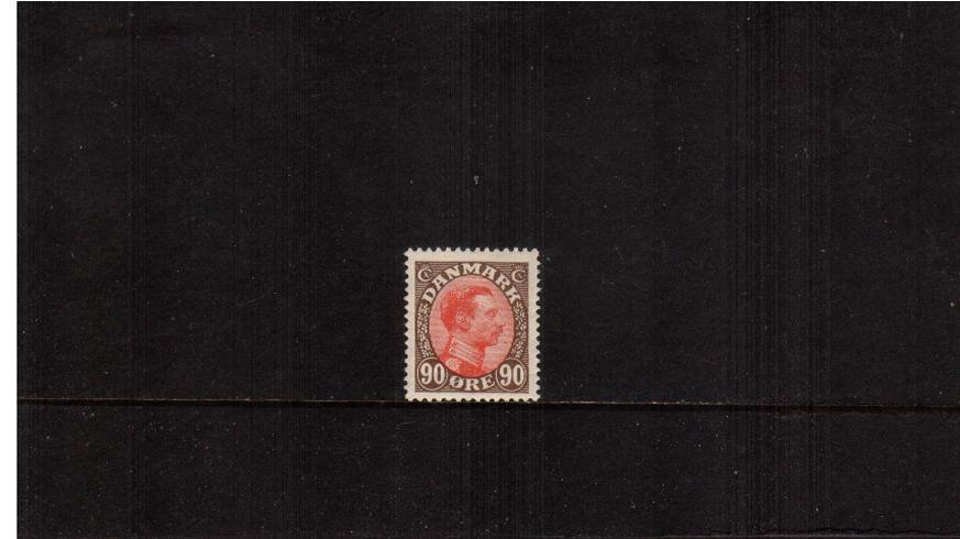 90or Red and Brown - King Christian X<br/>
A superb unmounted mint single.