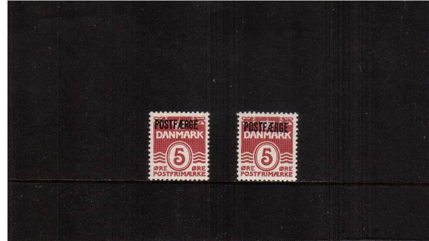 5or Maroon set of two showing both types of the overprint. Space in Lighthouse album.
<br/>A superb unmounted mint set of two.