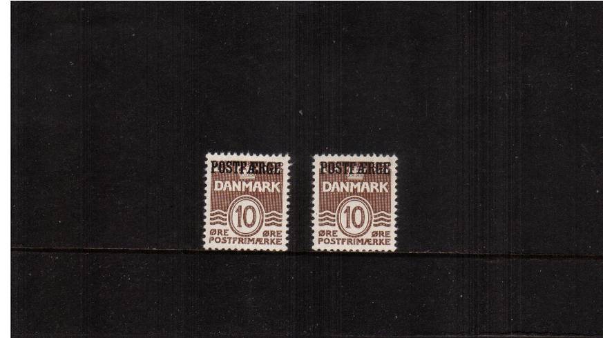 10or Chocolate-Brown and the shade. Space for both in LIghthouse album.
<br/>A superb unmounted mint pair.
