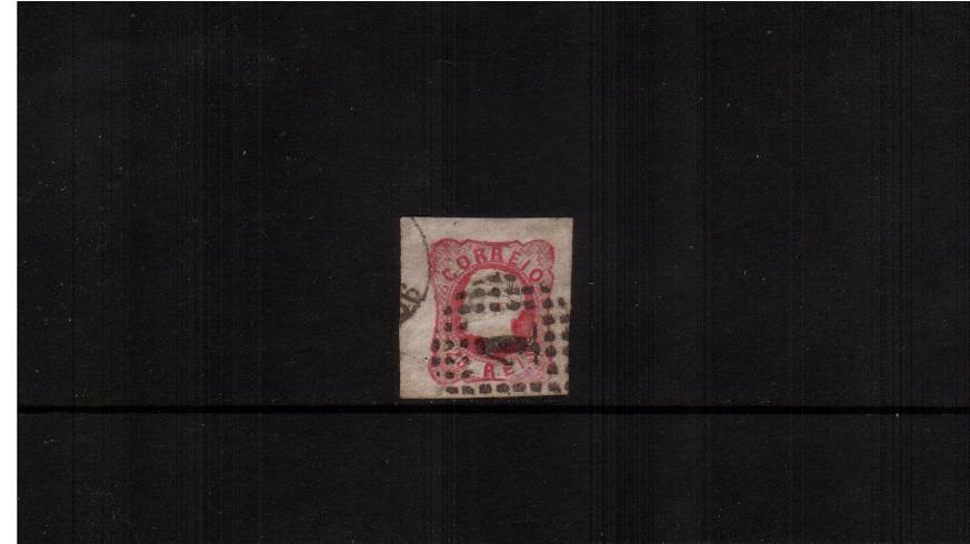 25r Deep Rose<br/>
A superb fine used single with four huge margins. SG Cat 7