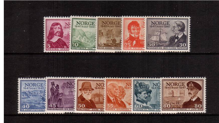 Tercentenary of Norwegian Post Office<br/>A superb unmounted mint set of eleven.
<br/>SG Cat £42.00