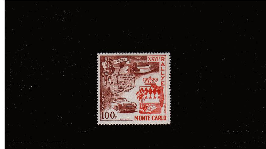 26th Monte Carlo Rally<br/>
The 100F single superb unmounted mint. SG Cat 42