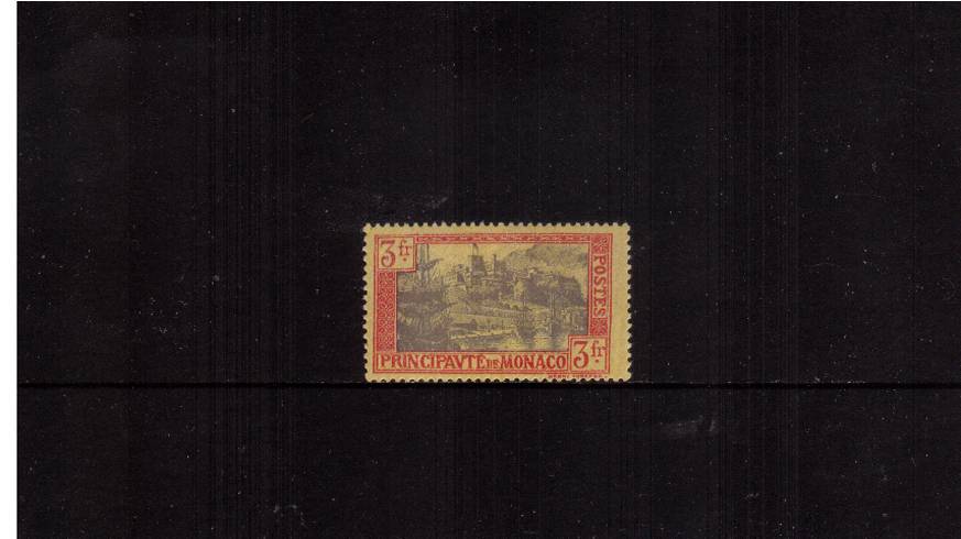 3F Lavender and Red on Yellow Paper<br/>A very, very lightly mounted mint single. SG Cat 36